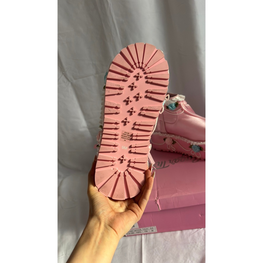 $130 NWT Dolls Kill Sugar Thrillz Elsa Cake Bootie Pink Platform Boots Women's 9 - Picture 8 of 9